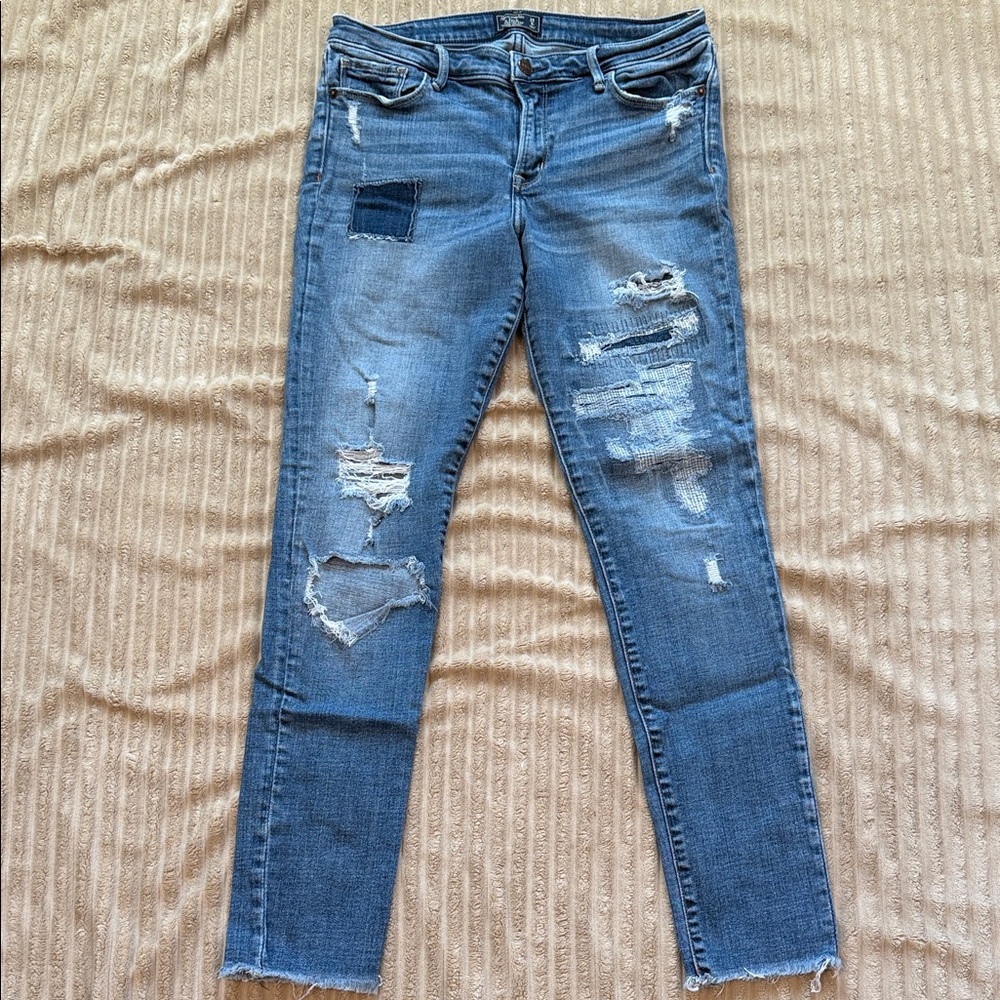Abercrombie & Fitch Blue Distressed Skinny Jeans
